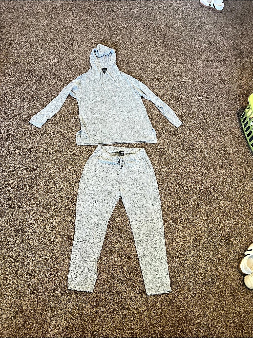 Max & Mia Lounge Set Hoodie and Joggers Gray & White Large